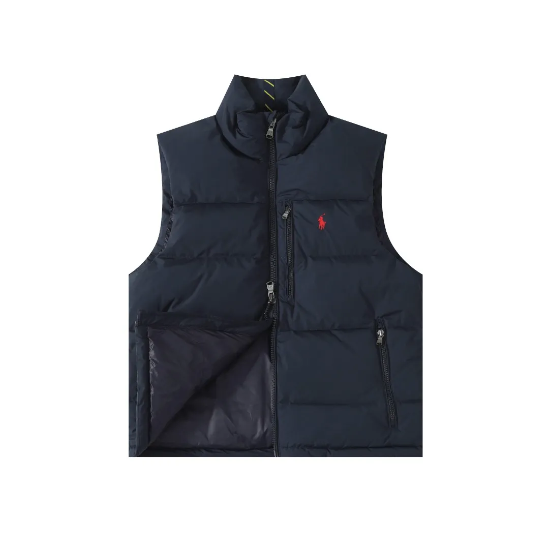 P490 #R51 Ralph Lauren winter new style for men and women, classic small logo waterproof pure down vest sleeveless official item number: RL14255 Full set of customized accessories, details determine success or failure.  - Accessories: Original hangtag, washed label + electroplated YK zipper logo, customized Laval Lauren zipper, full set of accessories - Same style for men and women. Color: Khaki, green, navy, black. Size: S M L